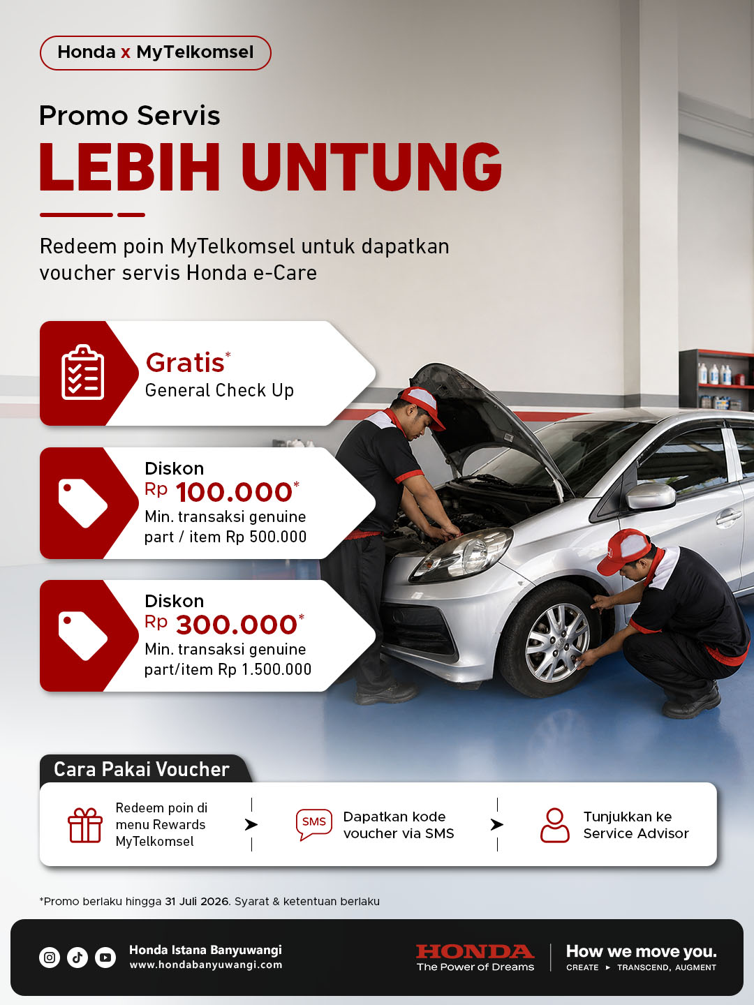 Redeem Poin MyTelkomsel, Dapatkan Voucher Servis Honda